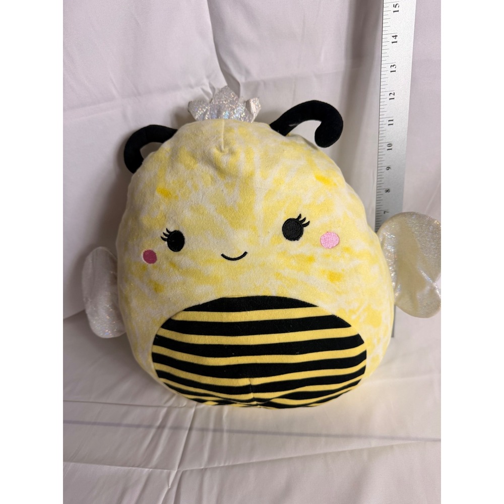 Squishmallows Sunny the Bee 12 Inch Yellow Tie Dye Queen Bee Plush Glitter Crown